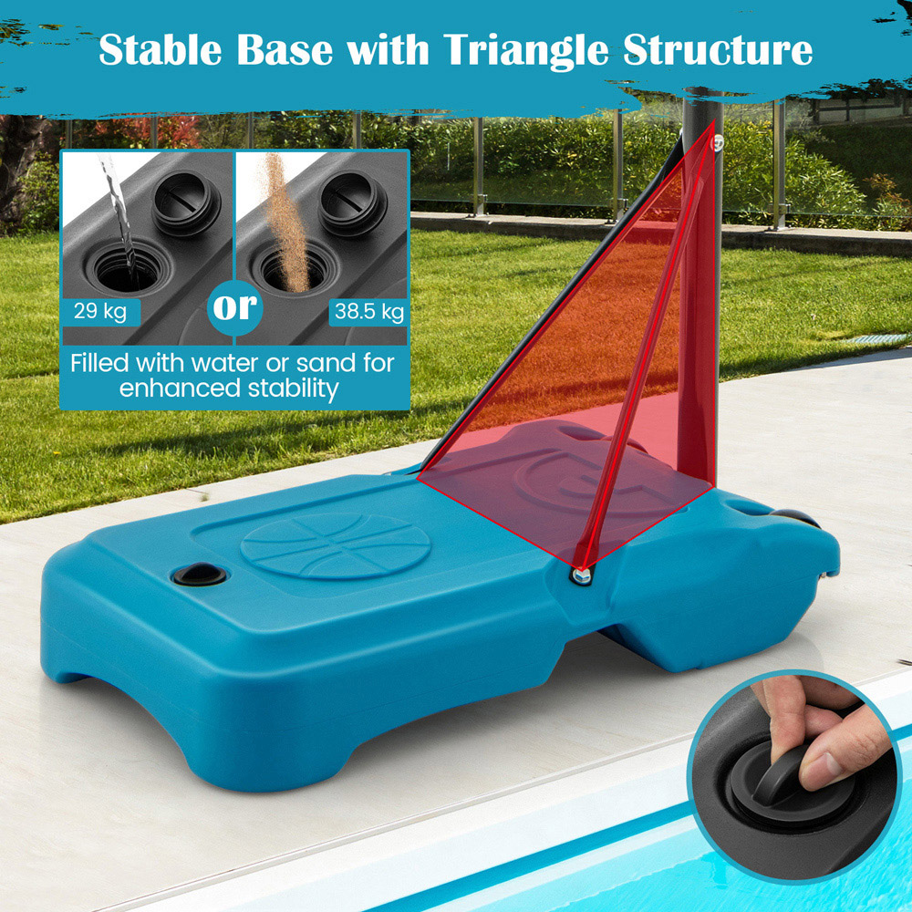 Costway Blue Swimming Pool Basketball Hoop Set Image 4