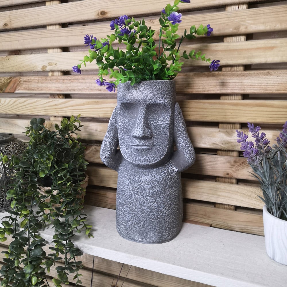 Samuel Alexander Easter Island Hear No Evil Outdoor Plant Pot 30cm Image 2