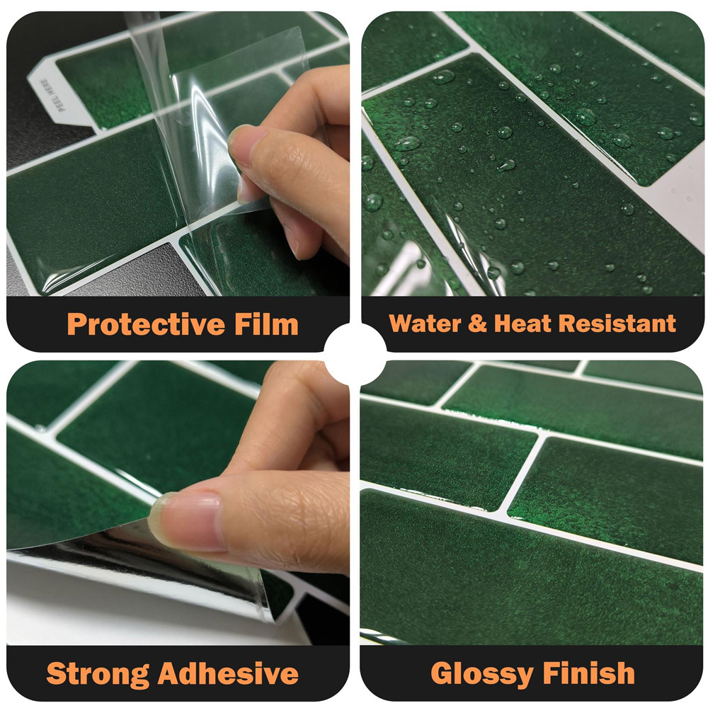Walplus Green Stone Classic Blend 3D Tile Sticker 30.5 x 30.5cm 6 Pack Image 4