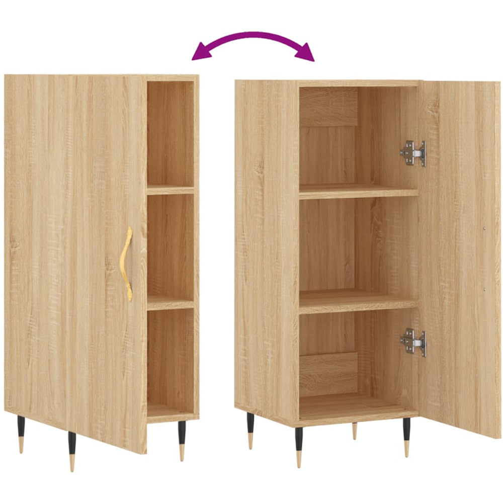 vidaXL Single Door 3 Shelf Sonoma Oak Sideboard with Metal Legs Image 9