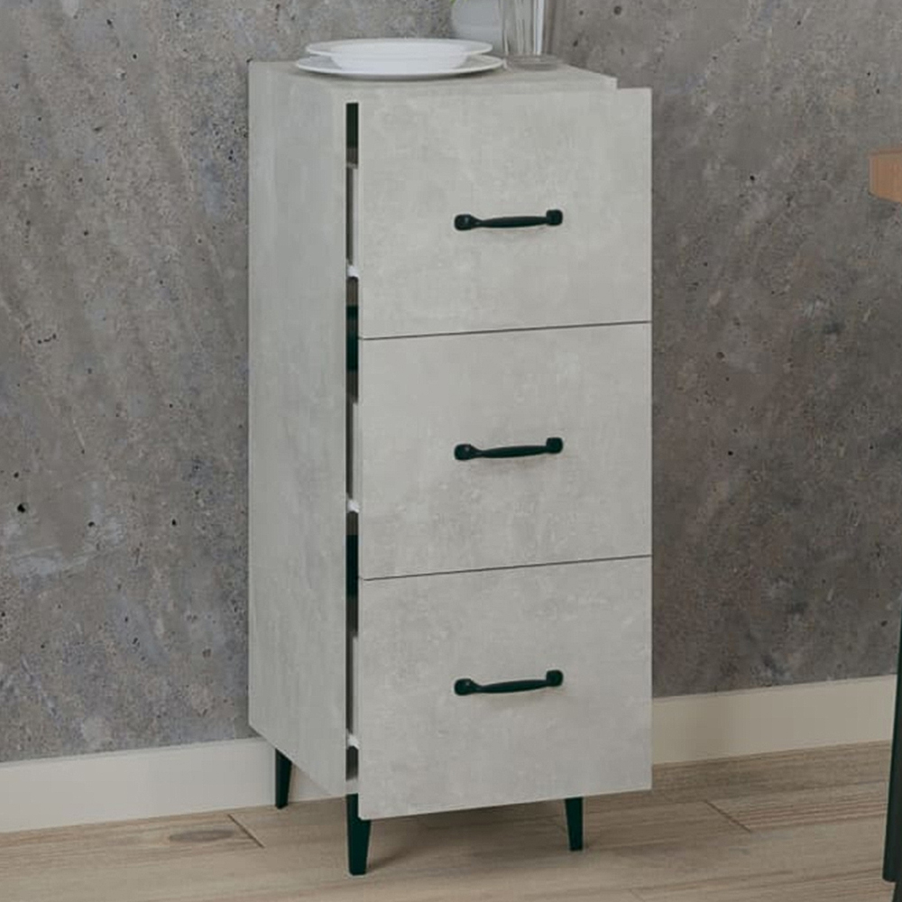 vidaXL 3 Drawer Concrete Grey Sideboard Image 1