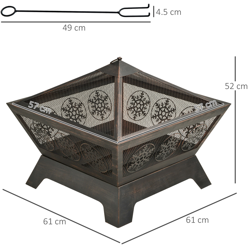 Outsunny Black Square Fire Pit with Spark Screen Image 7