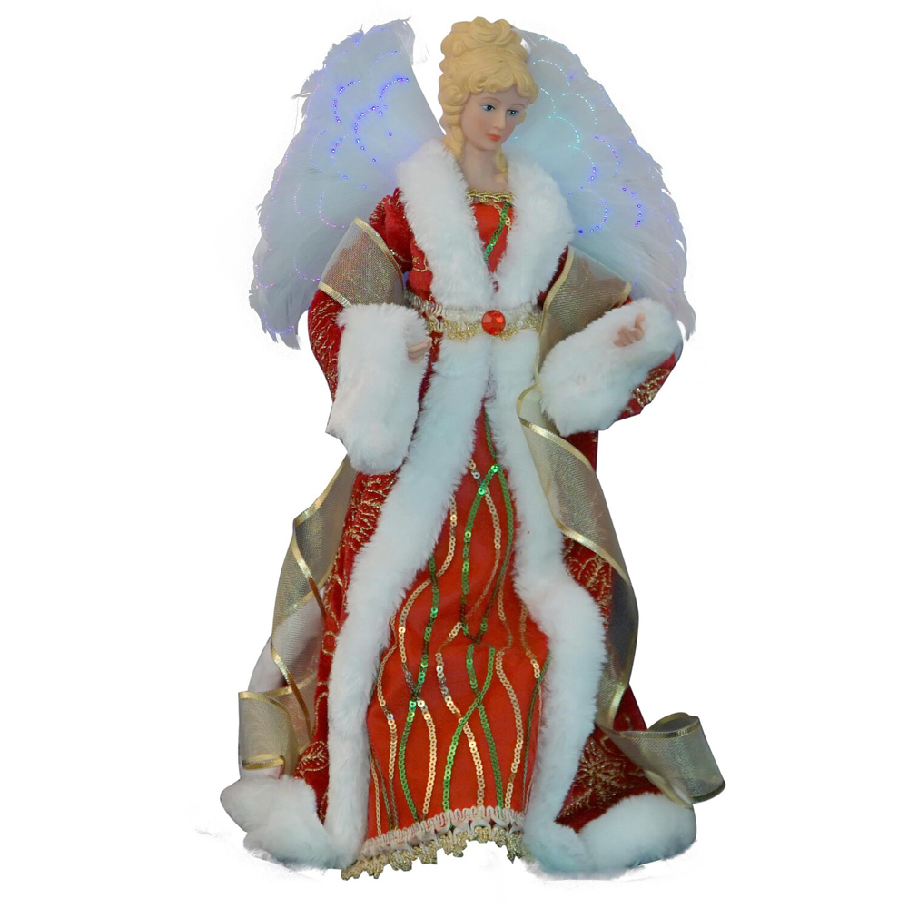Red Standing Angel with LED Wings Decoration Image 2
