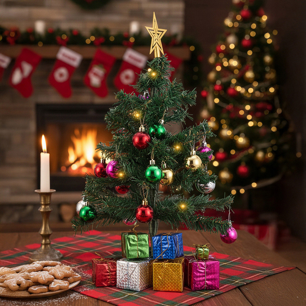Living and Home Baubles and Light Mini LED Artificial Christmas Tree 1.6ft Image 7