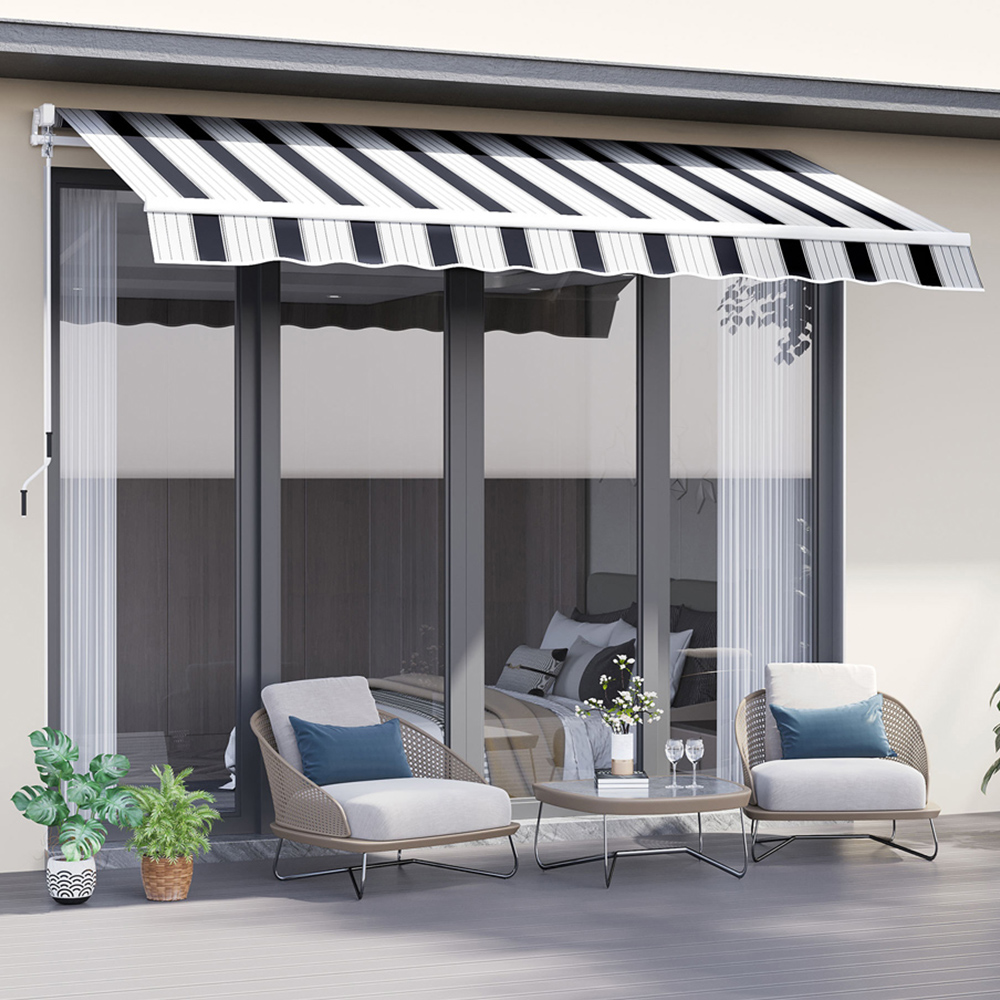 Outsunny Blue and White Retractable Awning 2.5 x 2m Image 1