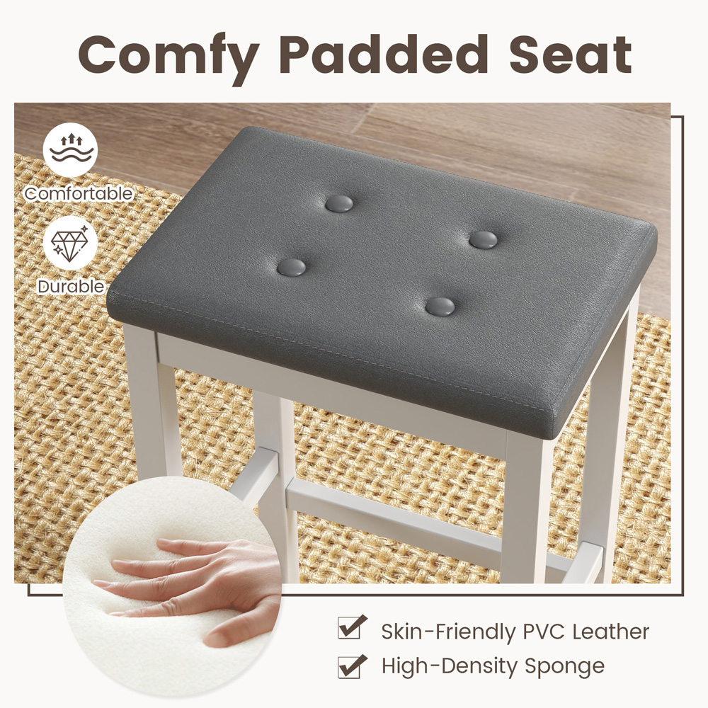 Costway White Bar Stool Set of 2 Image 7