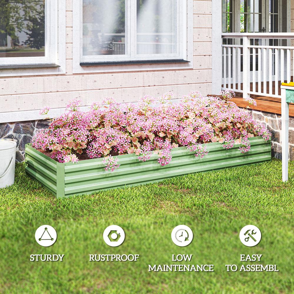 Outsunny Light Green Galvanised Metal Raised Garden Bed 30 x 90.5 x 241cm Image 6