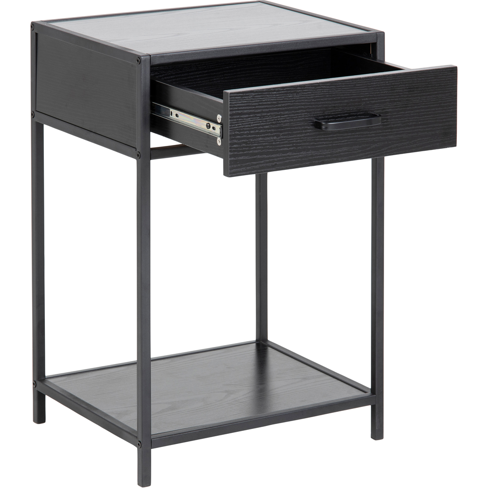 Florence Seaford Single Drawer Single Shelf Black Bedside Table Image 5
