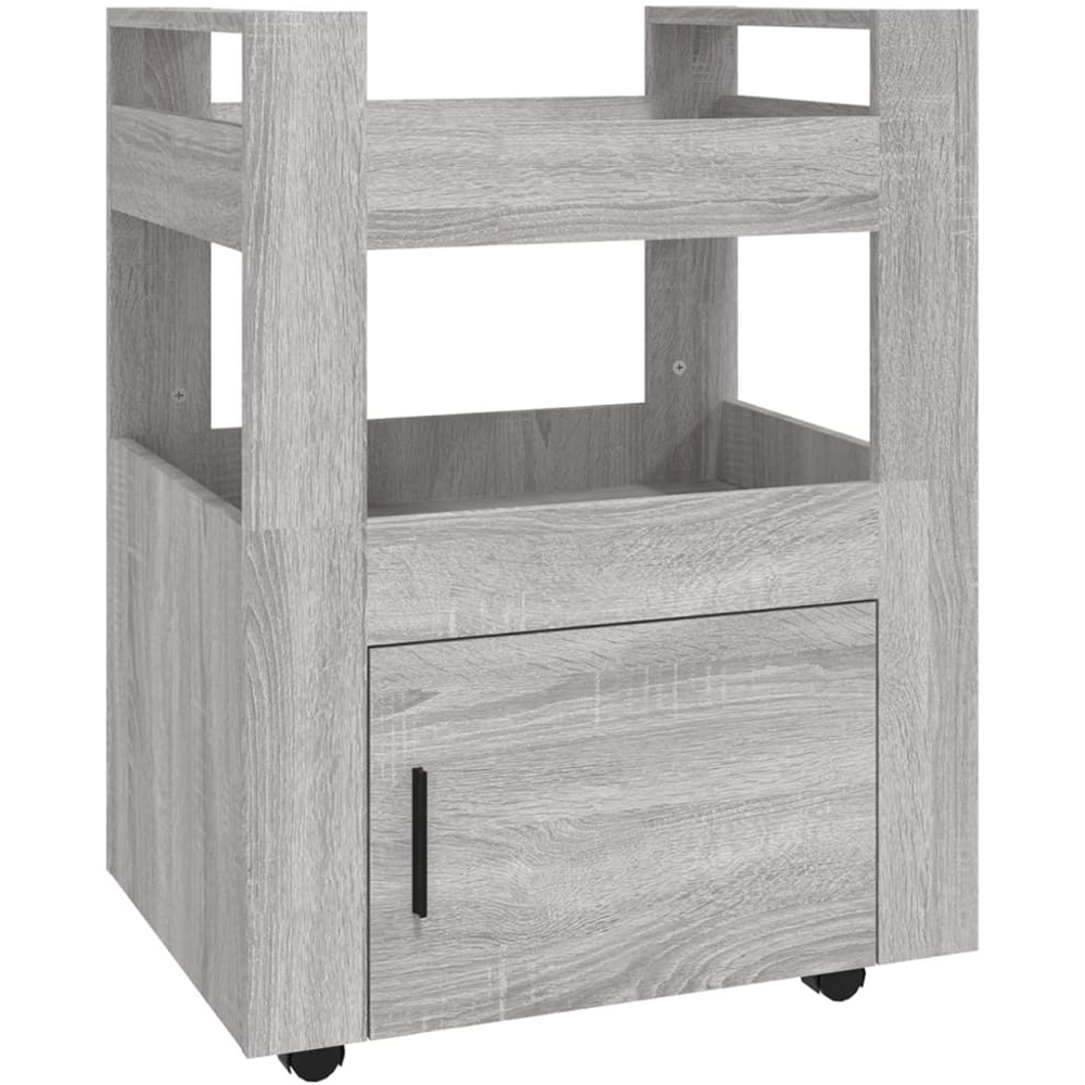 vidaXL Single Door 2 Shelf Grey Sonoma Kitchen Trolley Image 2