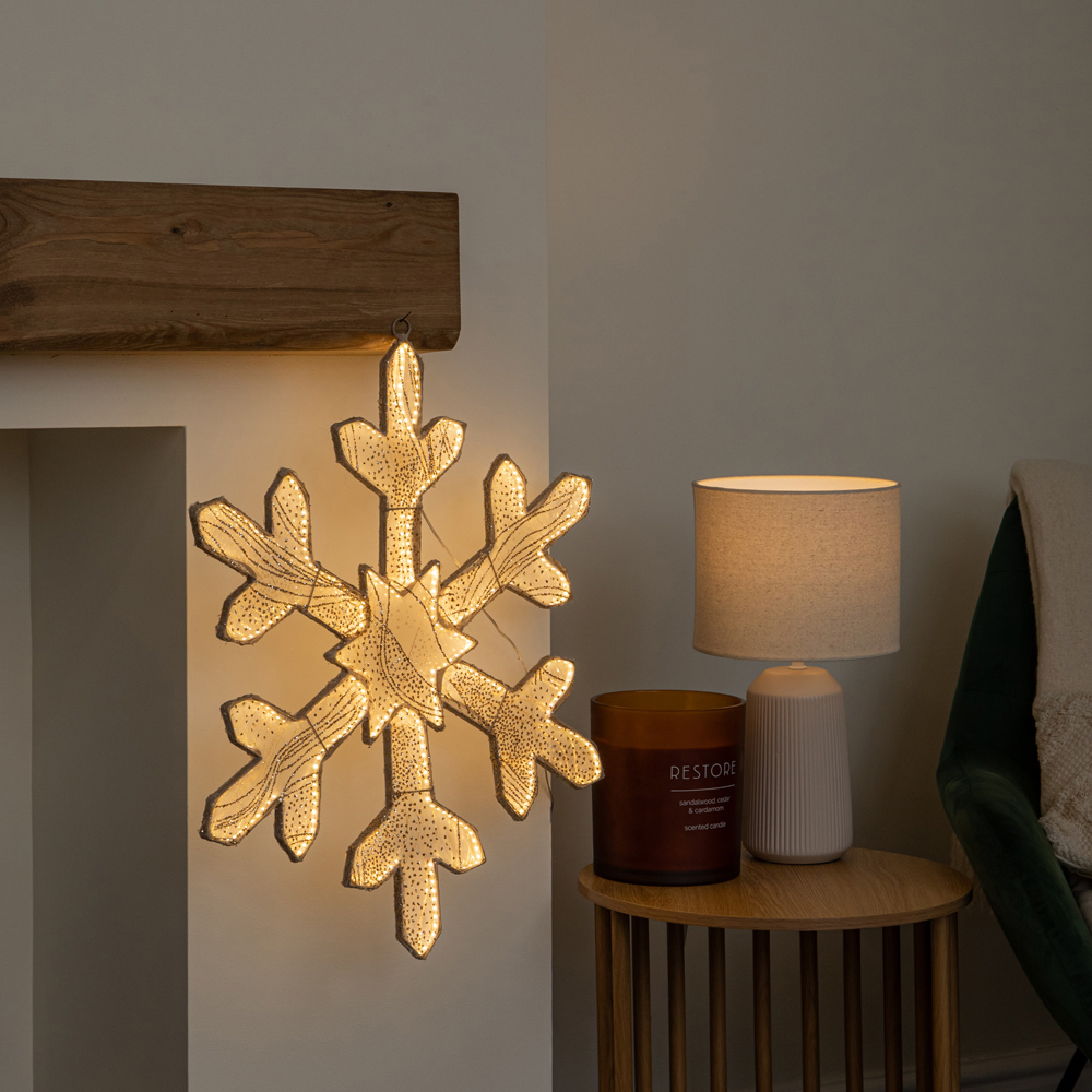 Samuel Alexander 604 Warm White LED Light-Up Gold Christmas Snowflake 60cm Image 3
