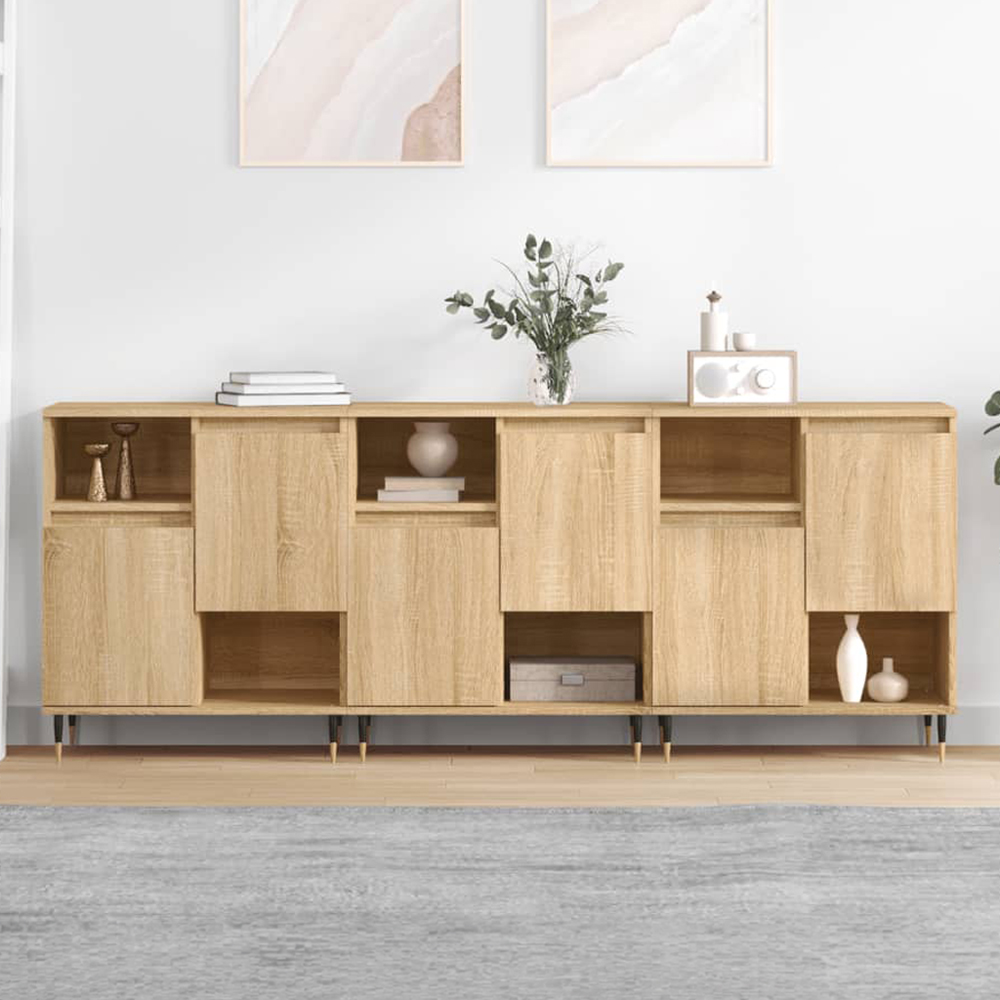 vidaXL 2 Door 2 Shelf Sonoma Oak Sideboard Set of 3 Image 1