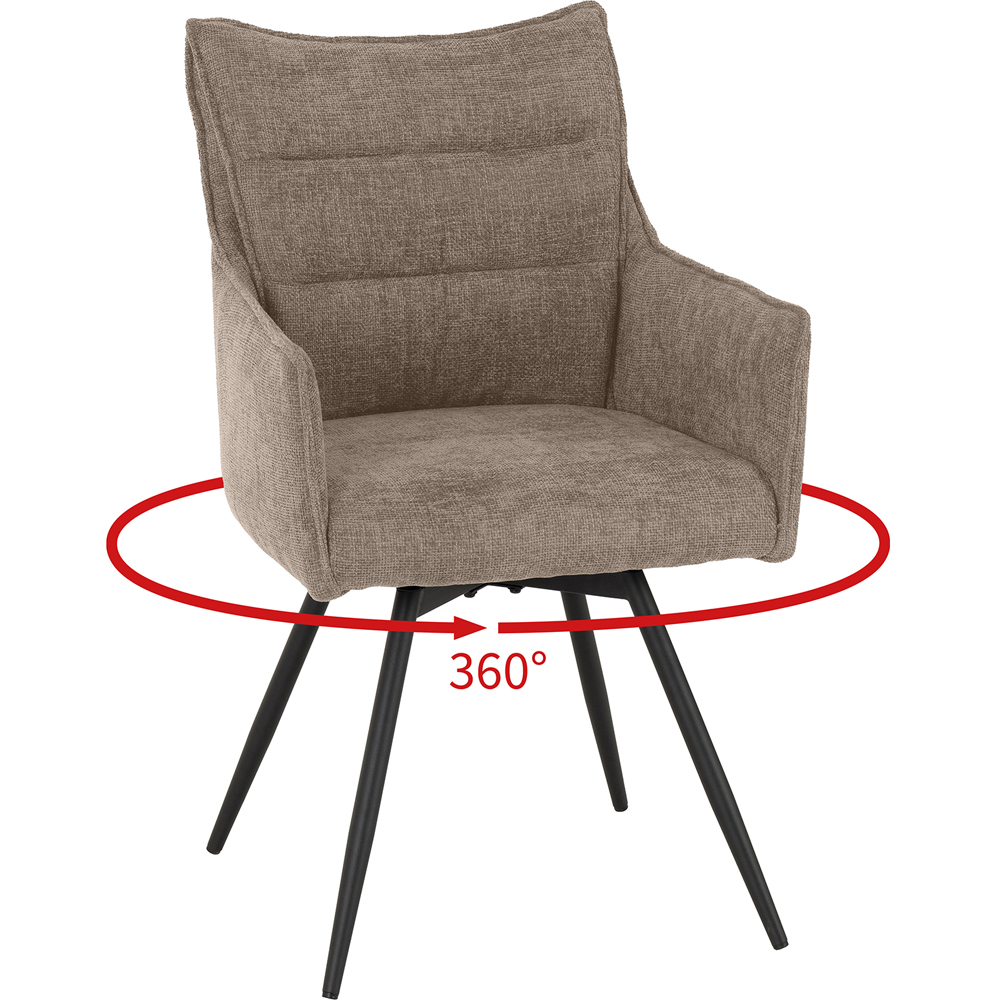 Seconique Lewis Set of 2 Fawn Fabric Carver Swivel Dining Chair Image 7