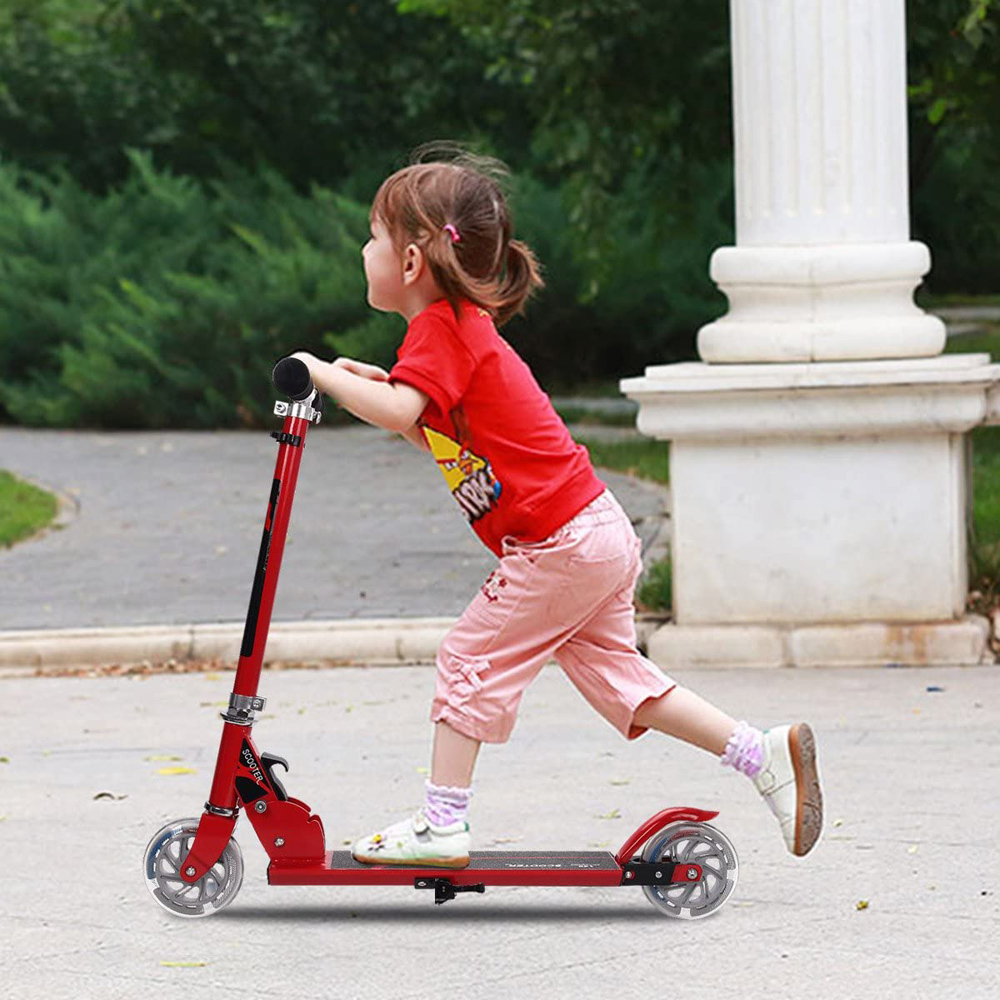 Costway LED Red Kids Foldable Stunt Scooter Image 2