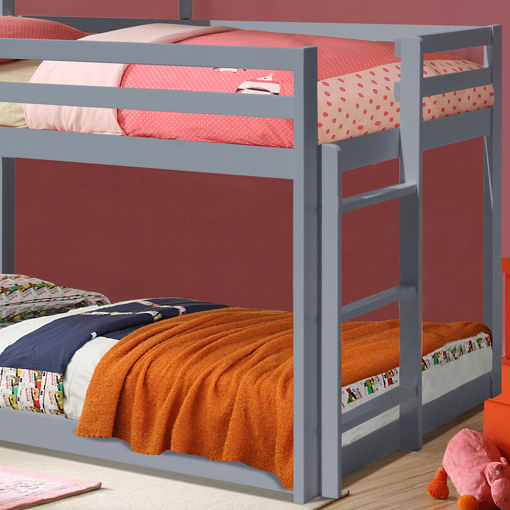 Comfy Living House Style Grey Wooden Bunk Bed Image 3
