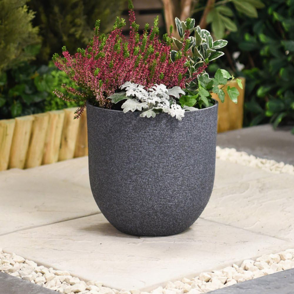Garden Gear Grey Stone Effect Planter 26cm 3 Pack Image 2