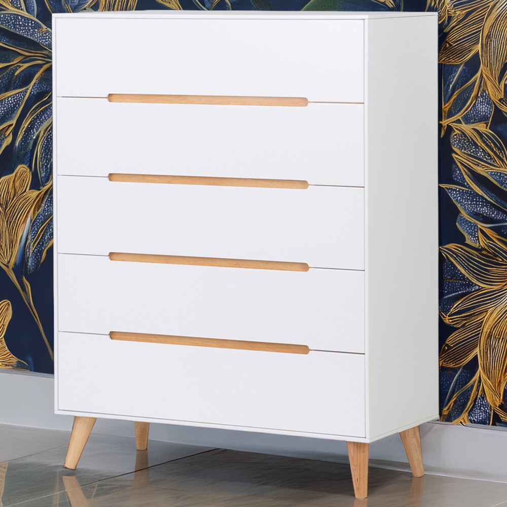 Julian Bowen Alicia 5 Drawer Matt White Chest of Drawers Image 1