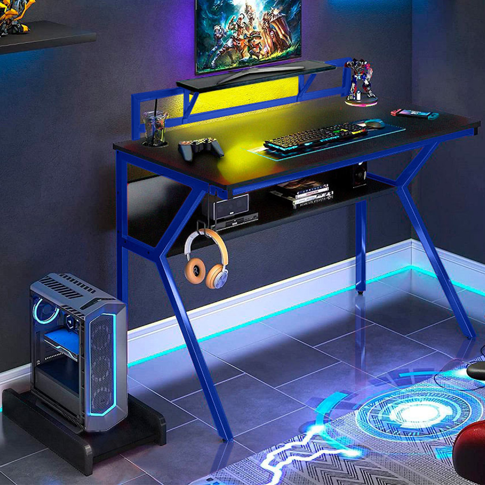 Neo Ergonomic 2 Tier Gaming Desk Blue Image 1