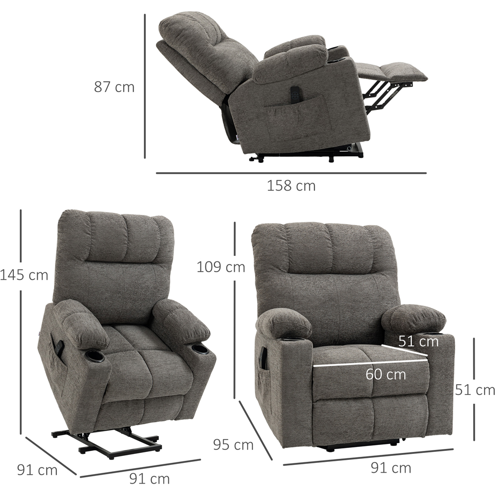 HOMCOM Grey Heavy Duty Electric Recliner Lift Chair Image 8