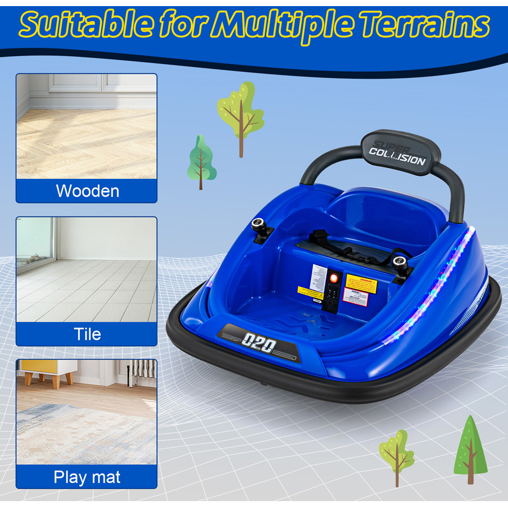 Costway Kids Blue Electric Bumper Car with Spin and Remote Control Image 4