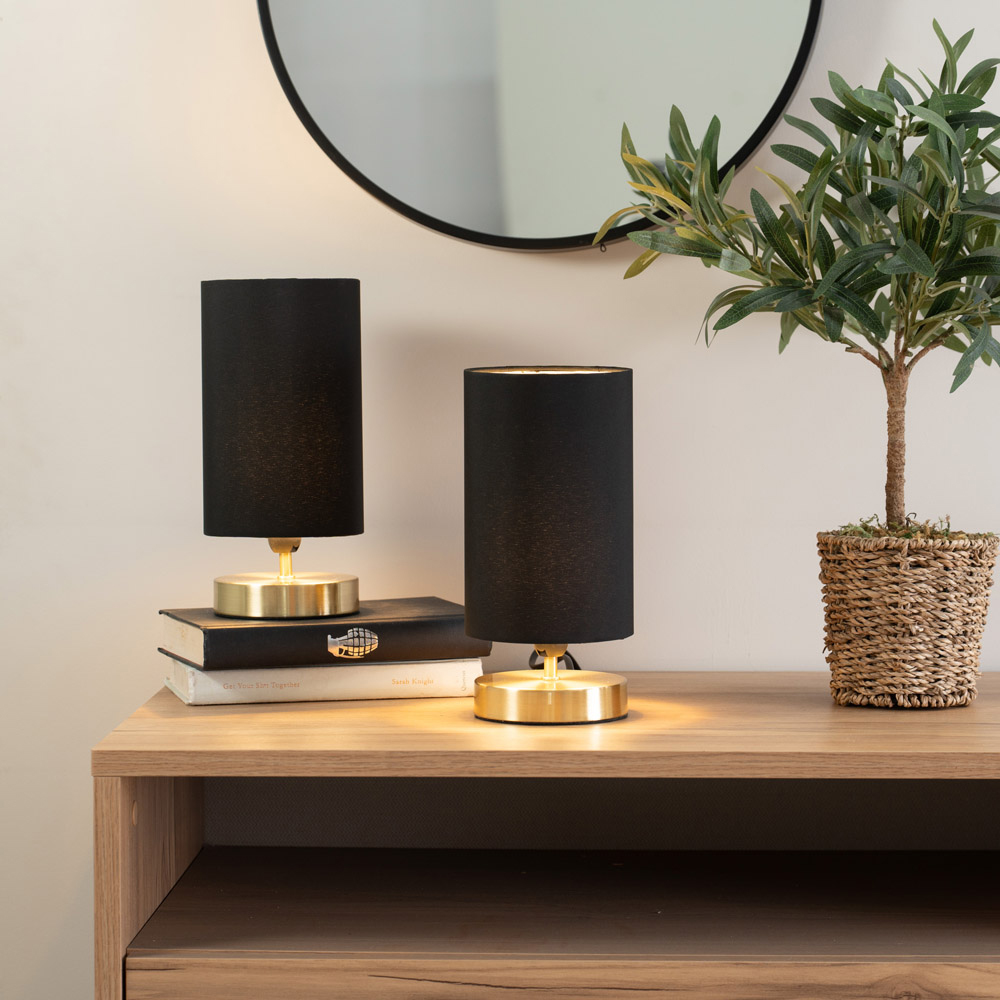 ValueLights Francis Black Shade Gold Touch Table Lamp and Bulb 2 Pack Image 2