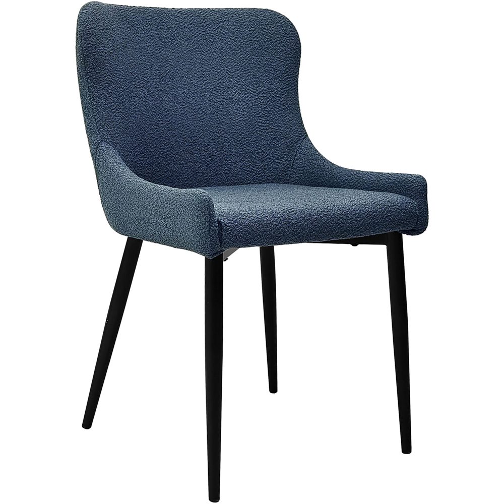 Bentley Designs Rubens Set of 2 Blue Boucle Dining Chair Image 4
