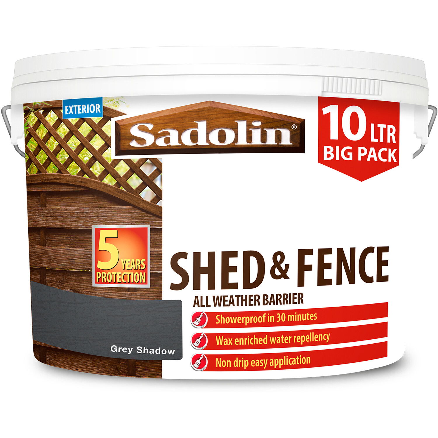 Sadolin Shed and Fence Protection Woodstain - Grey Shadow / 10l Image 3