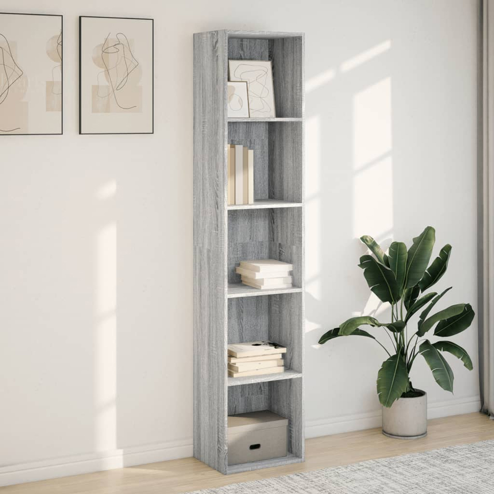 vidaXL 5 Shelf Grey Sonoma Bookcase Image 1
