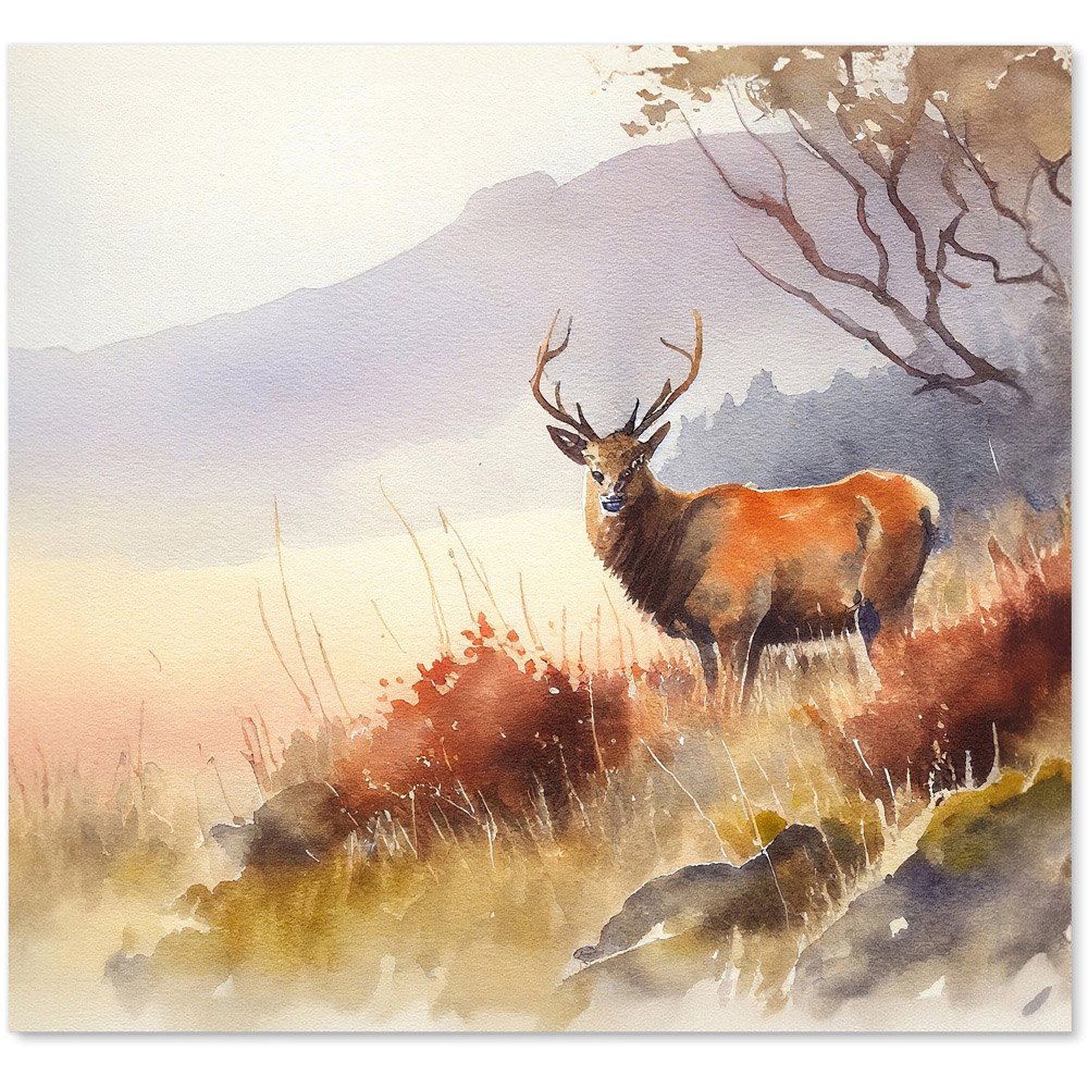 Warren Reed Designer Stag Deer Watercolour Glass Kitchen Splashback 65 x 70cm Image 2