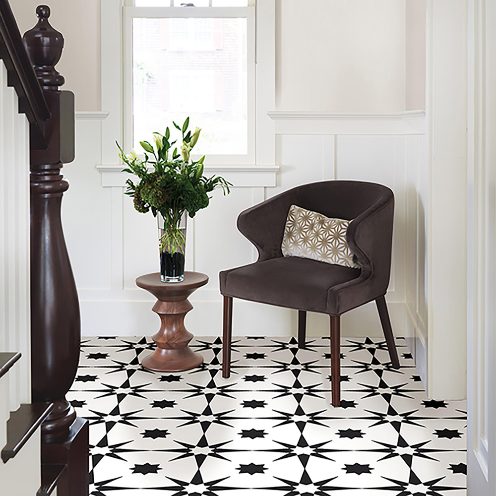Floorpops Altair Black Peel and Stick Floor Tile 30.48 x 30.48cm 10 Pack Image 7