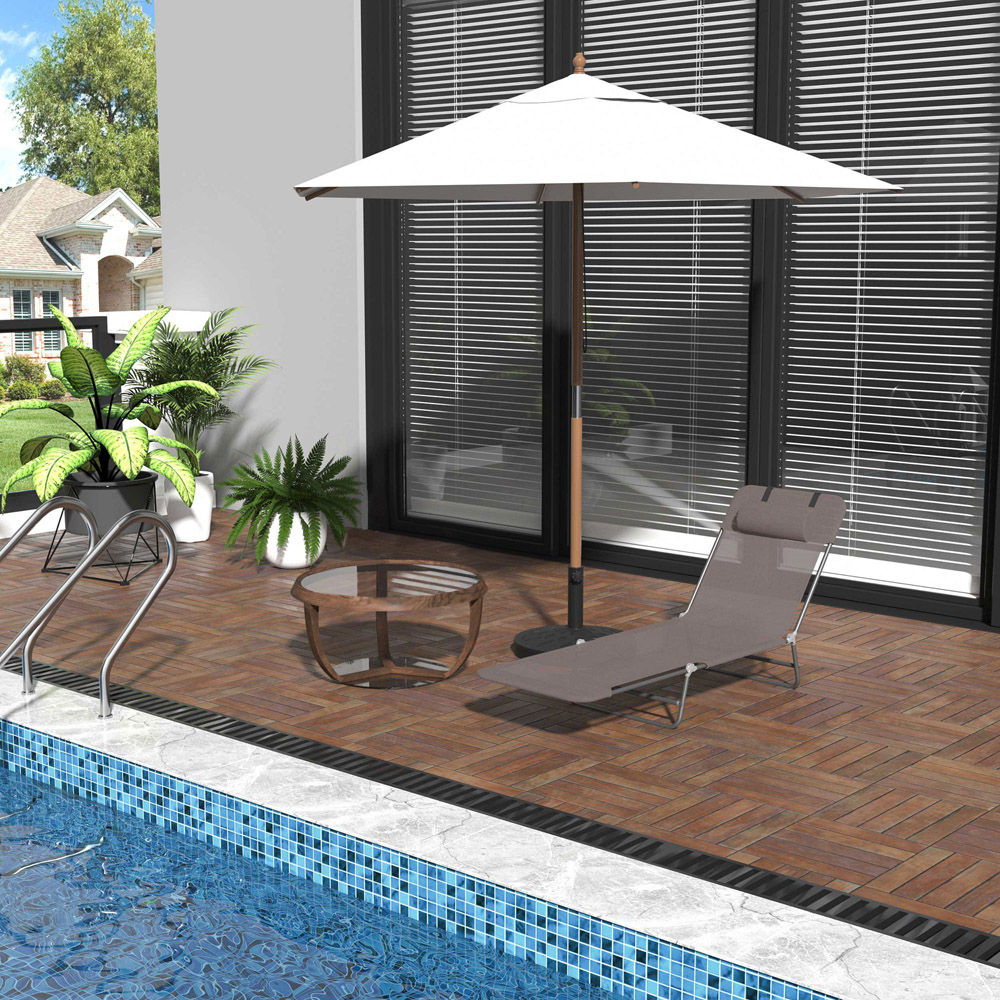 Outsunny Coffee 6 Level Reclining Folding Sun Lounger Image 4