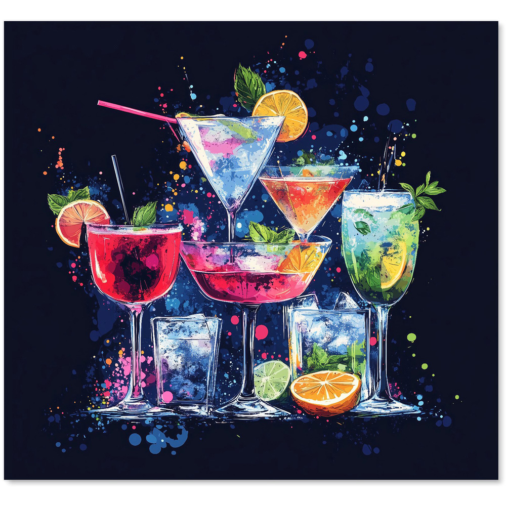 Warren Reed Designer Nighttime Cocktail Splash Glass Kitchen Splashback 65 x 70cm Image 2