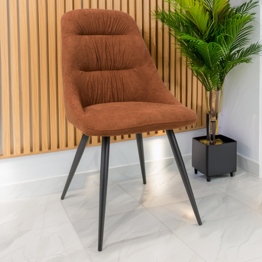 Corinth Set of 2 Linen Effect Burnt Orange Dining Chairs Image 1