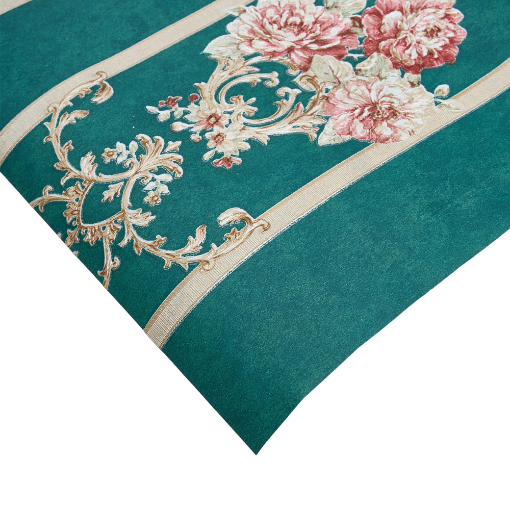 Living and Home Damask Pattern 3D Embossed Dark Green Non-Pasted Non-Woven Vintage Wallpaper Image 5