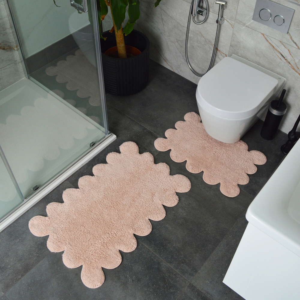 Allure Bath Fashions 2 Piece Scallop Blush Pink Bath Mat Set Image 2