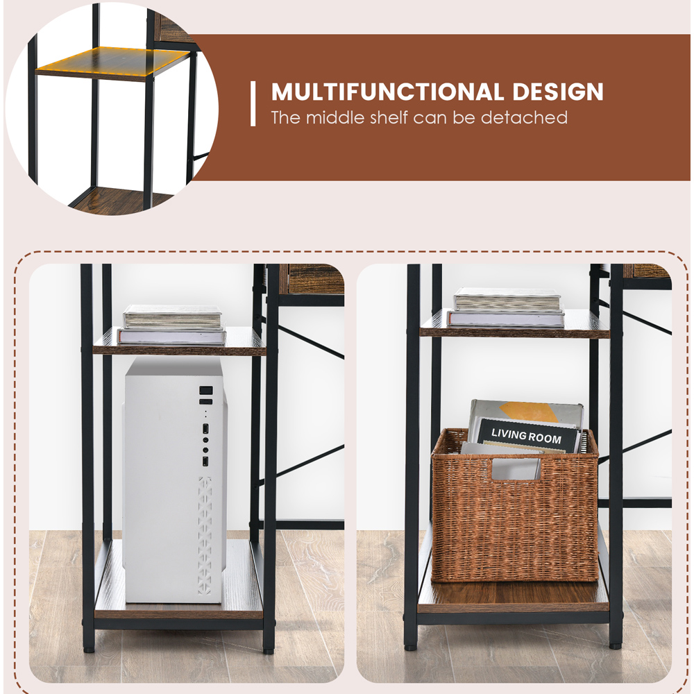Costway Single Drawer Computer Desk with Monitor Stand Brown Image 8