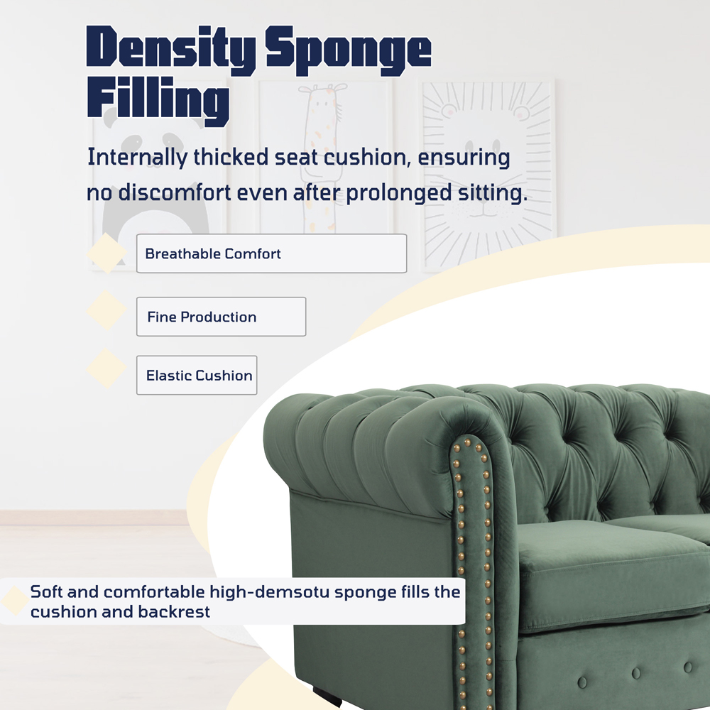 Furniture One Green Nailhead Trim Upholstered Armchair Image 5