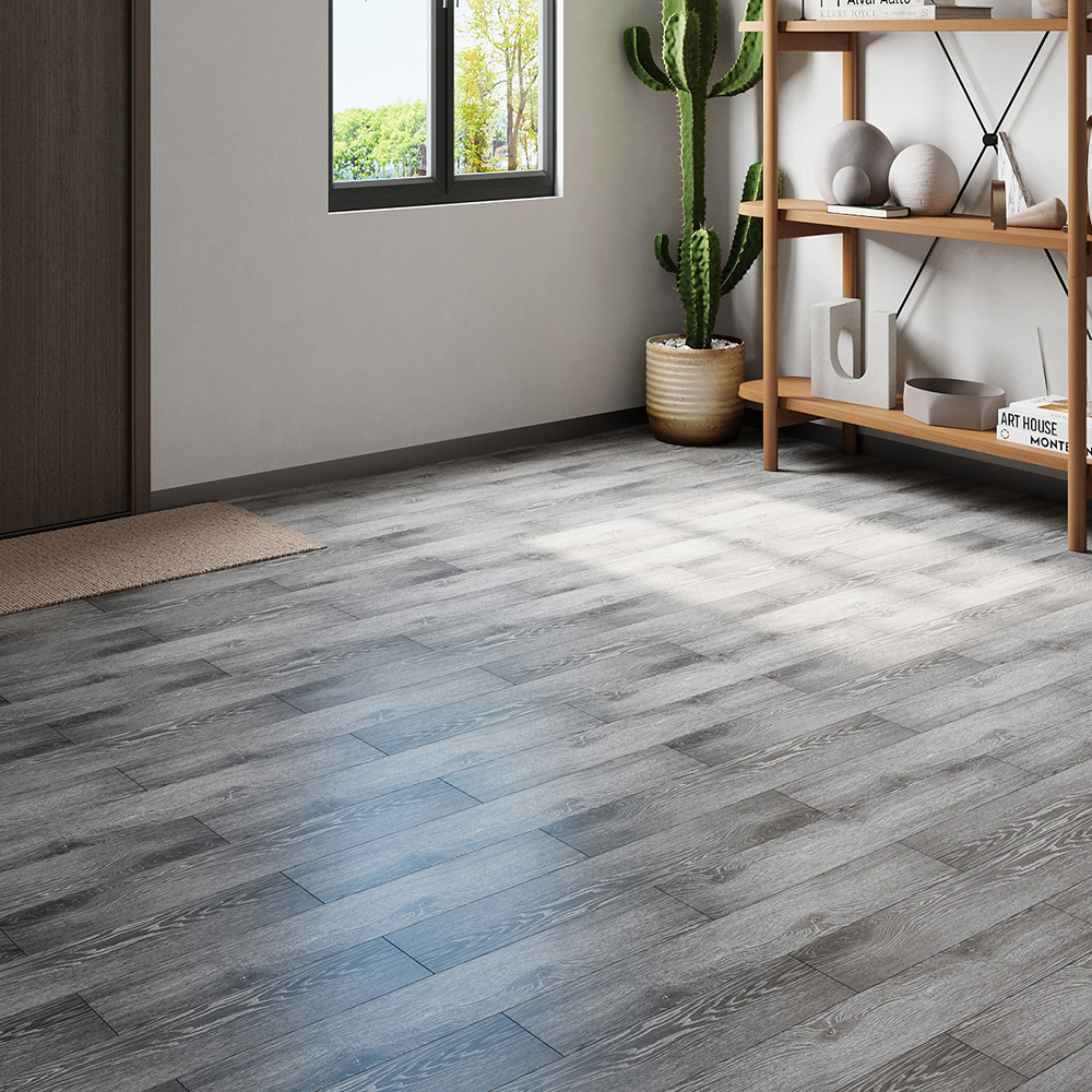 Living and Home Dark Grey Wood Grain Rectangle PVC Flooring 20 Pack Image 7