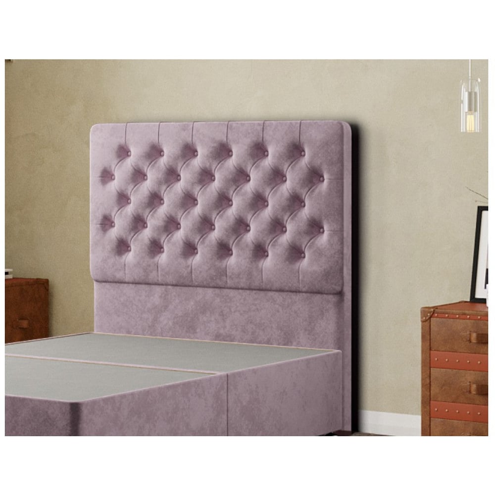 Eleganza Mary Chesterfield Double Blush Plush Floor Standing Headboard Image 3