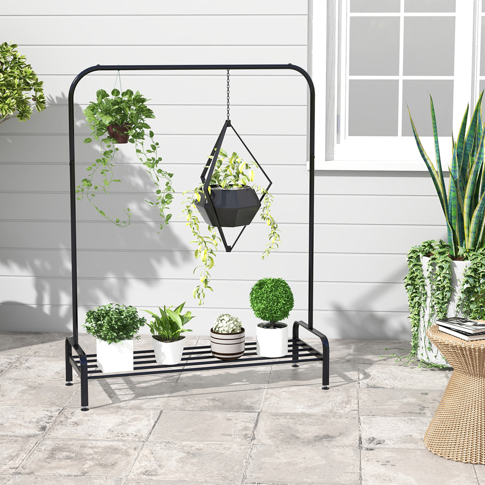 Costway Single Shelf Black Metal Clothes Stand Image 4