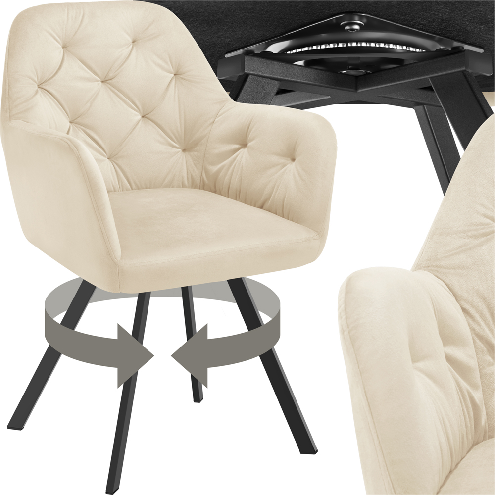 tectake Lucia Cream Quilted Armchair Image 2