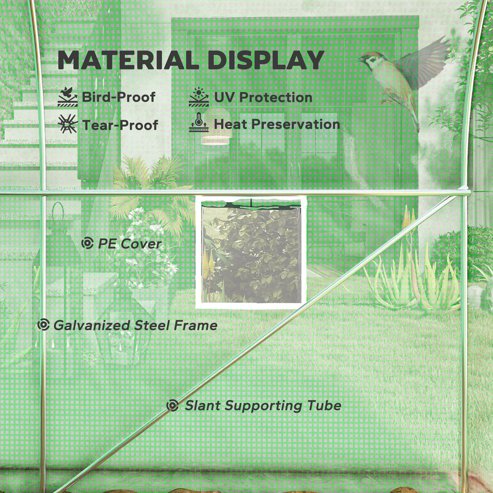 Outsunny 6.3 x 9.8ft Polytunnel Walk-in Grow Plant Steel Greenhouse Image 6