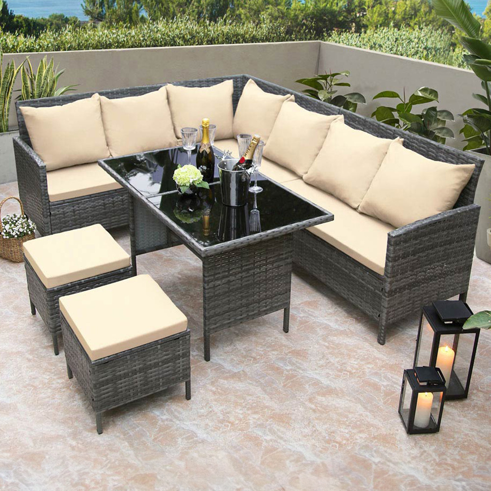 Thalia 8 Seater Rattan Sofa Set Beige Image 8
