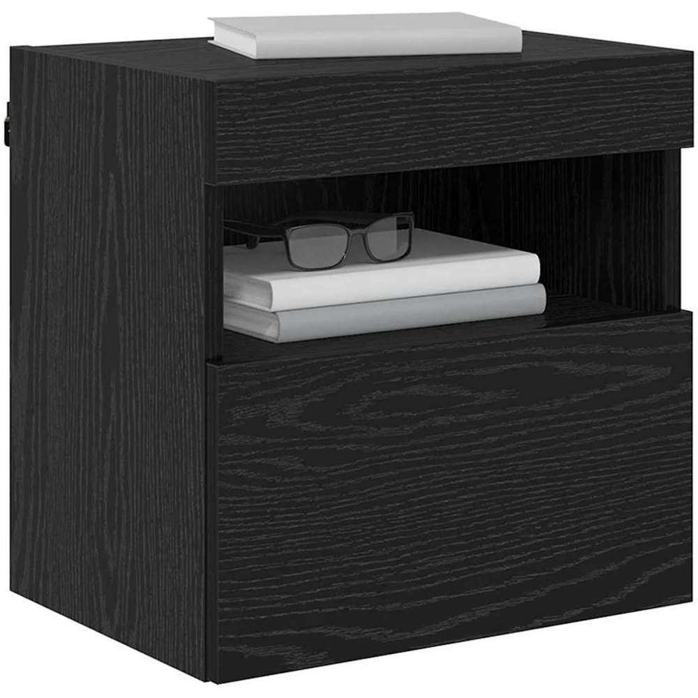 vidaXL Single Door Single Shelf Black Oak TV Cabinet with LED Lights Image 3