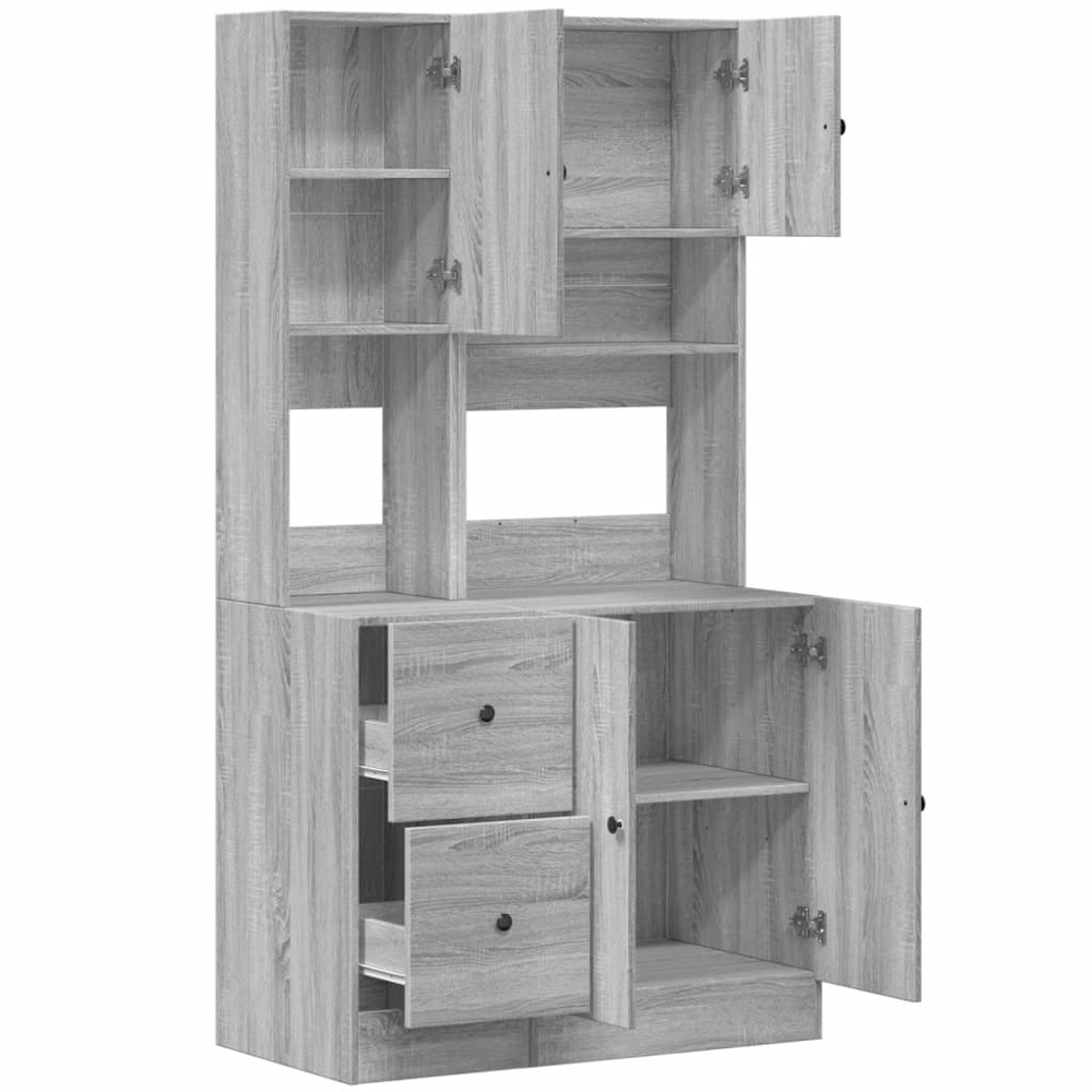 vidaXL 5 Door 2 Drawer Single Shelf Grey Sonoma Kitchen Cabinet Image 3