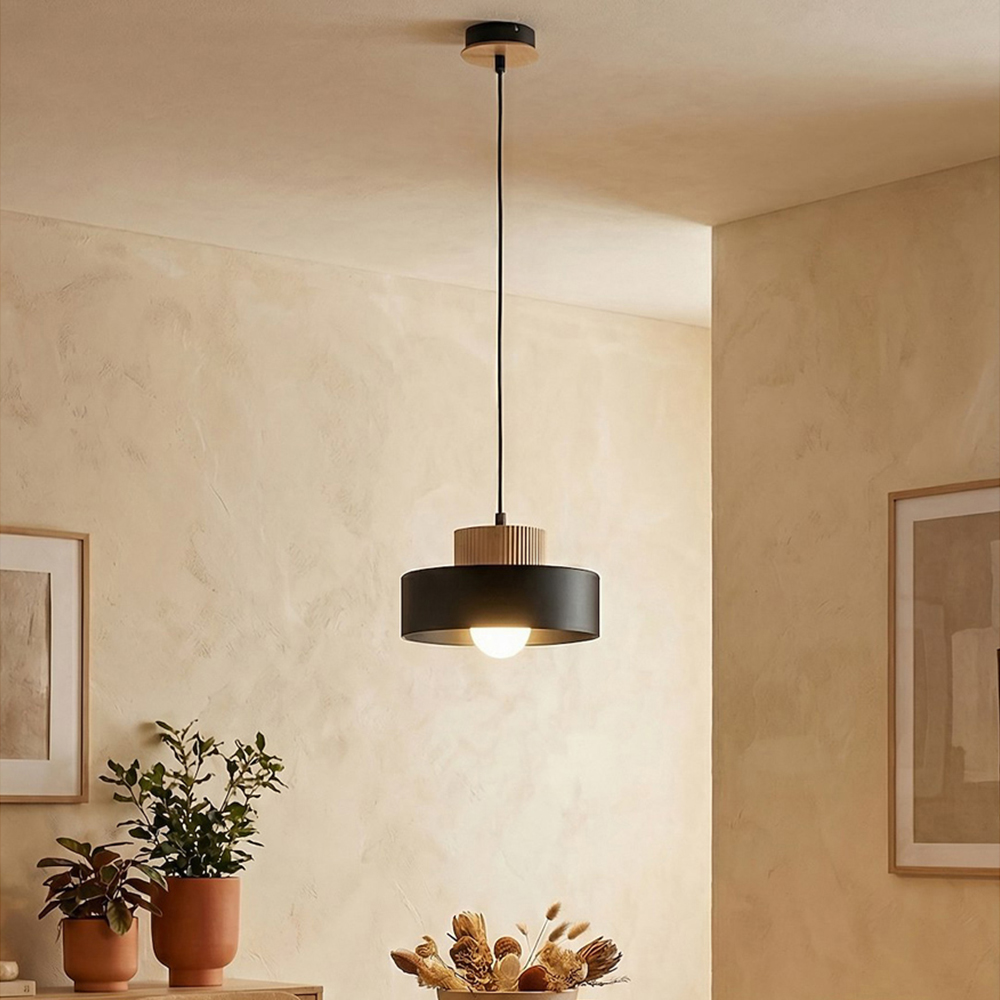 Emibig Kivi Layered Shade Black E27 Small Ceiling Pendant Light Image 2