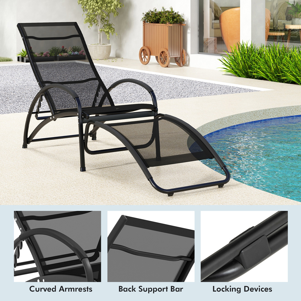 Costway Black 2 in 1 Rocking Outdoor Lounge Chair Image 6