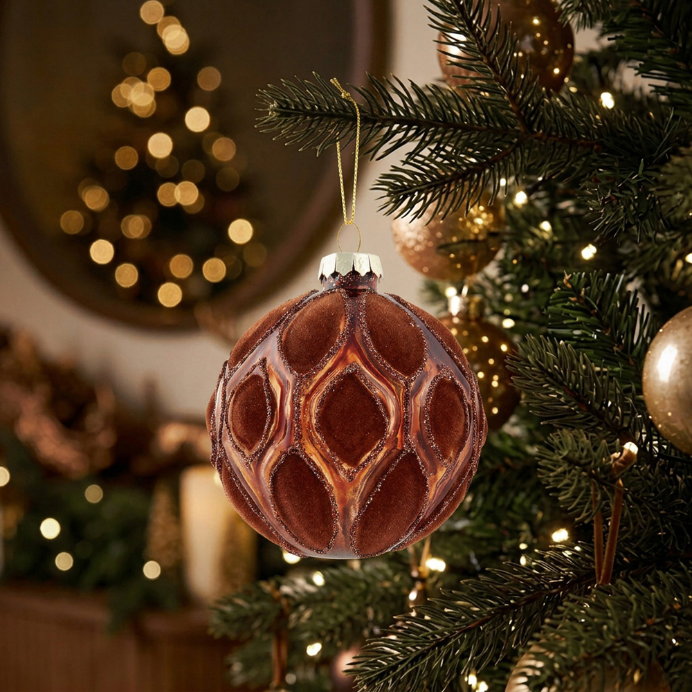 Hazel Flocked Detail Bauble Image 2