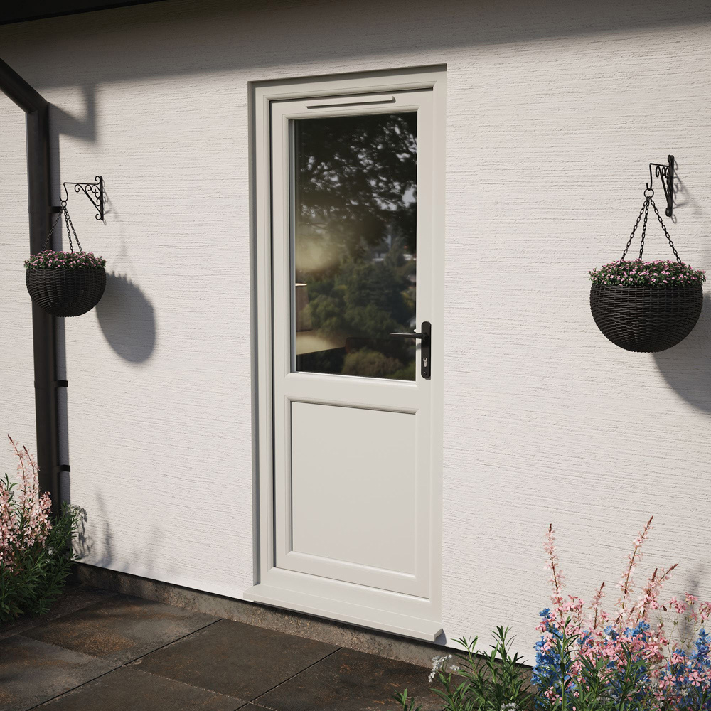 Crystal Agate and White Half Glass LH Open Clear Triple Glazed Door 840 x 2090mm Image 2