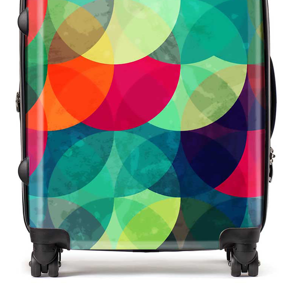 Warren Reed Designer Large Colourful Grunge Circle Pattern Suitcase Image 2