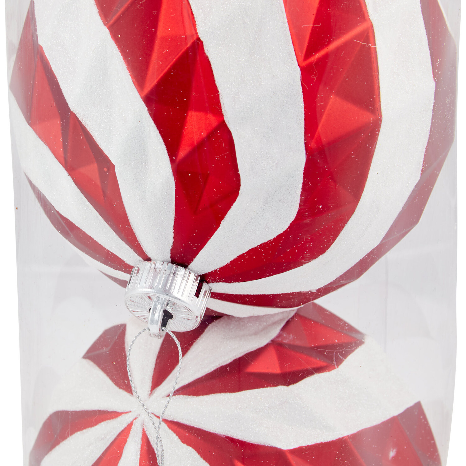 Pack of 3 XL Candy Cane Lane Baubles - Red Image 2
